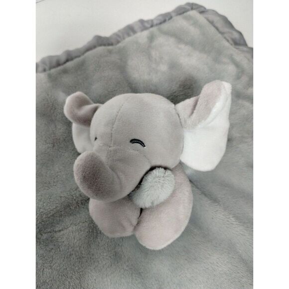 Carters Baby Lovey Gray Plush Elephant Holding Security Blanket Satin EUC - Picture 5 of 10